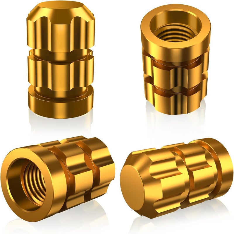 QUARKACE Tire Valve Stem Caps 4 Pack - Rustprood & Fade Resistant Metal Tire caps, Universal Fit for Cars/Trucks/Motorcycles/Bikes (Gold) - Image 1